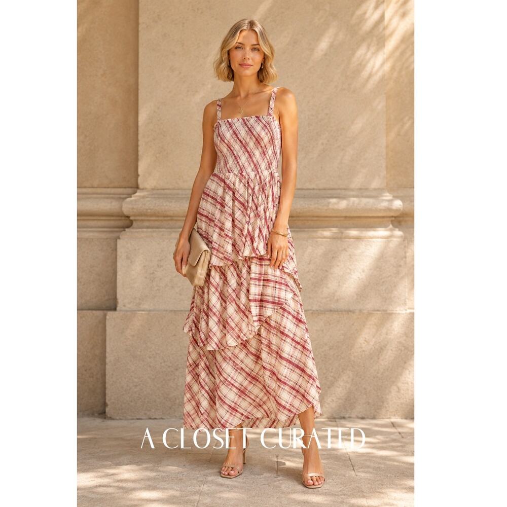 Auguste the Label Sloane Tiered Maxi Dress XS Red NWT